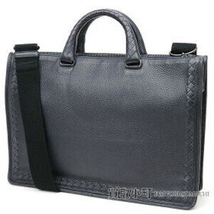 Bottega Veneta Dark Navy Blue Cervo Intrecciato Briefcase Business Bag Document